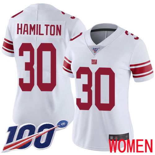 Women New York Giants #30 Antonio Hamilton White Vapor Untouchable Limited Player 100th Season Football NFL Jersey->youth nfl jersey->Youth Jersey